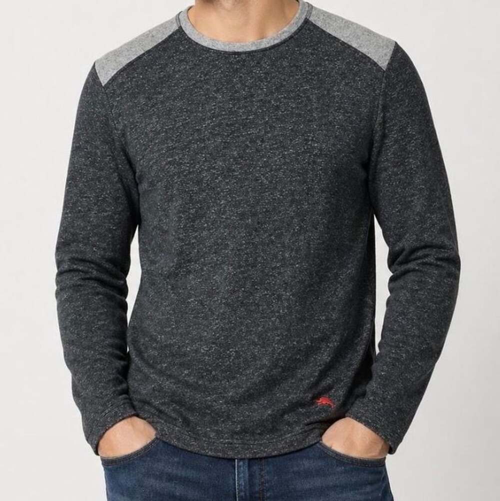 Tommy Bahama Mens Sweatshirt Pullover Raglan Blue Large L Two Tone Marlin Logo